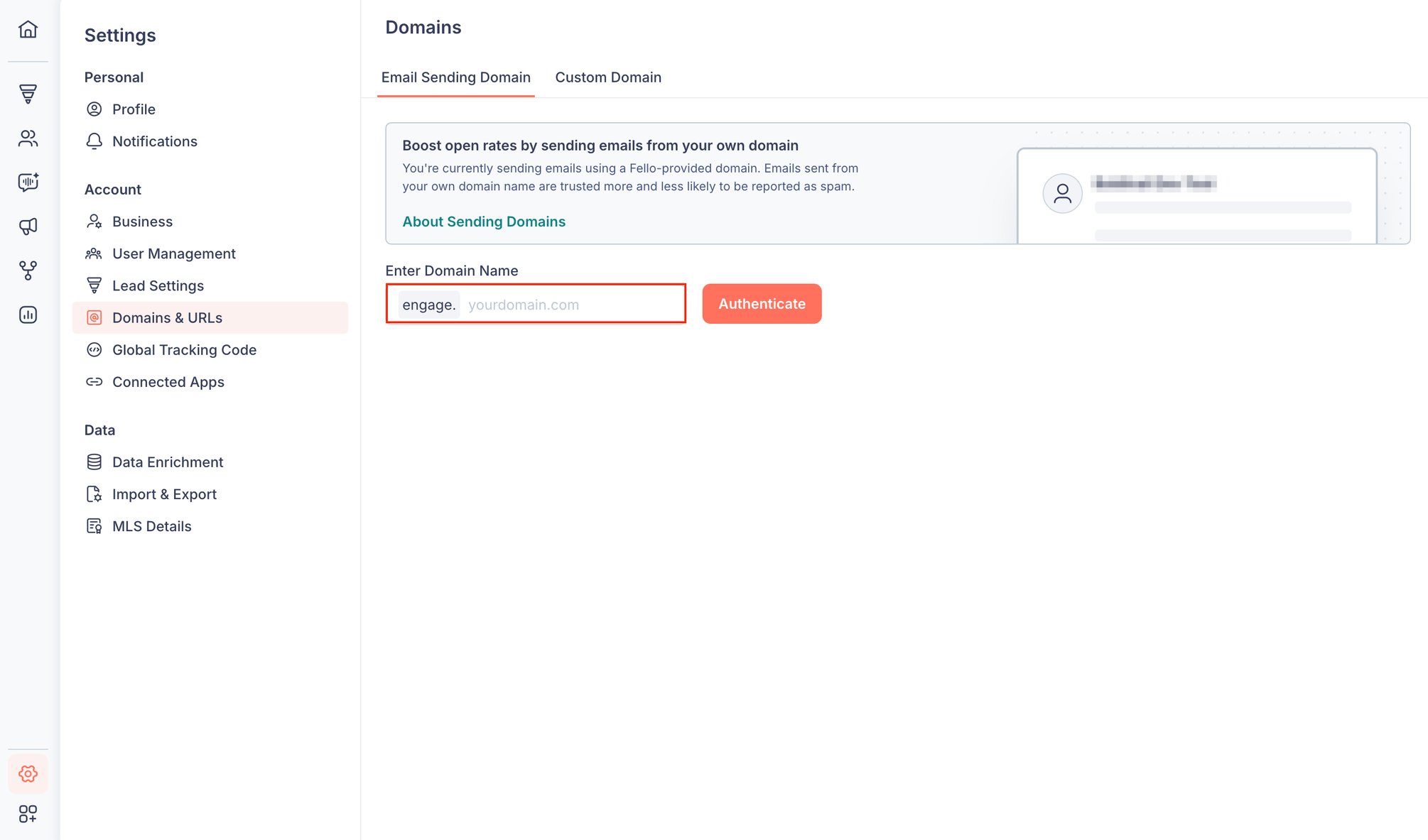 How to set up your own email sending domain in Fello