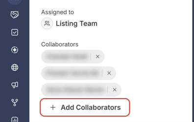Details section showing Assigned to, the Collaborators list, and Add Collaborators boxed