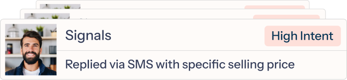 Fello signals: high-intent contact replied via SMS with a specific selling price