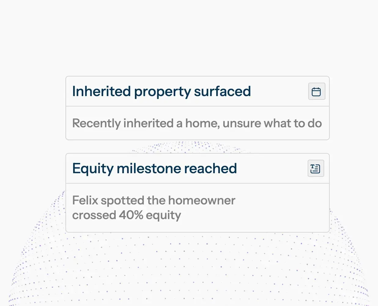 Felix signals: inherited property surfaced, equity milestone reached