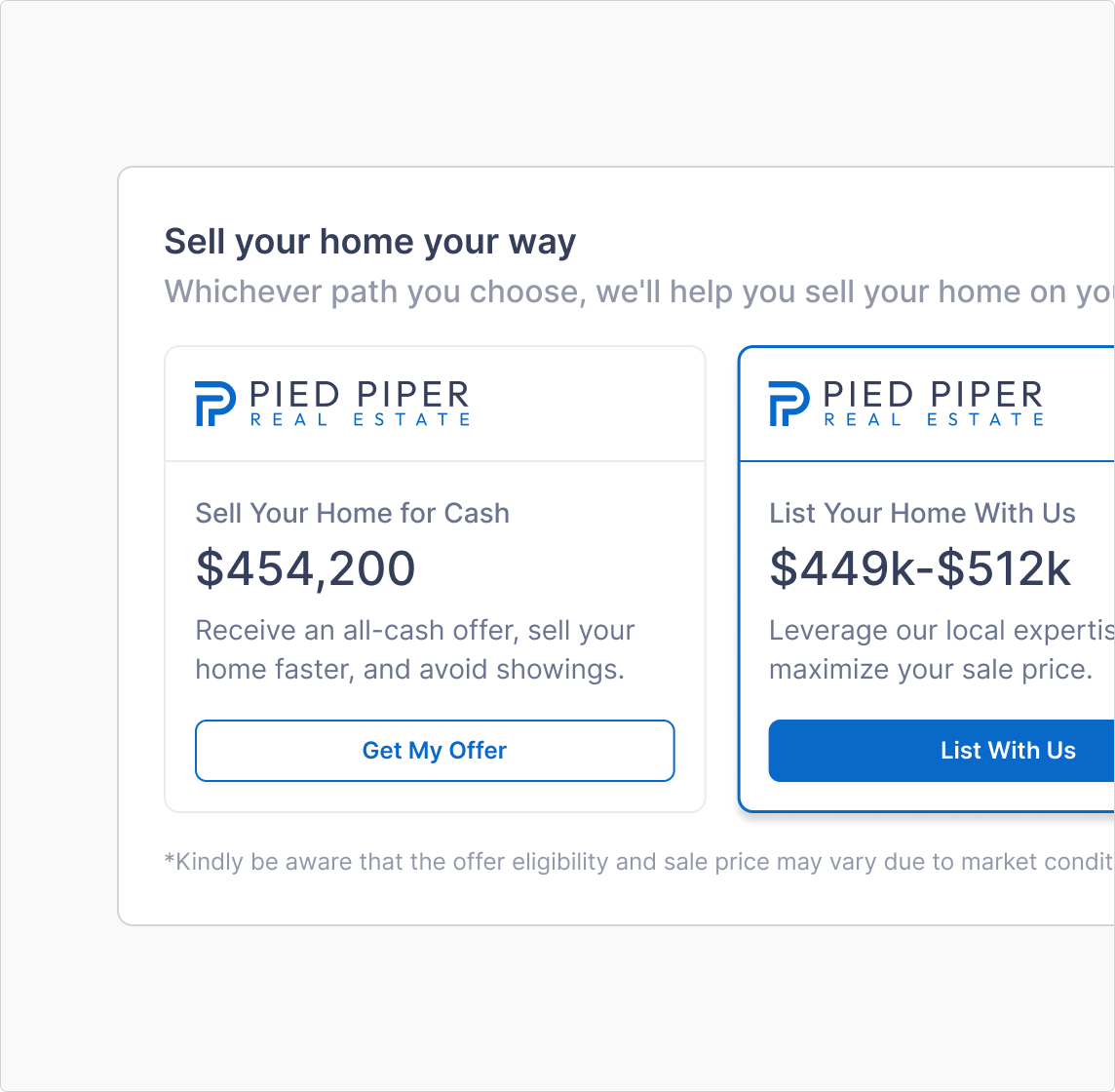 Options to request a CMA, explore a cash offer, or reach out directly